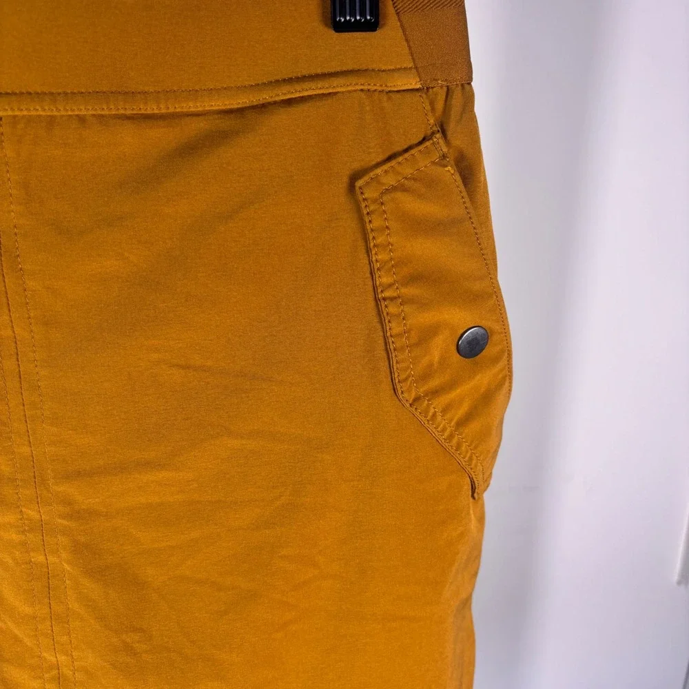 Athleta Mustard Yellow Utility Skirt Size 6 Elastic Waist Cargo Pockets Travel